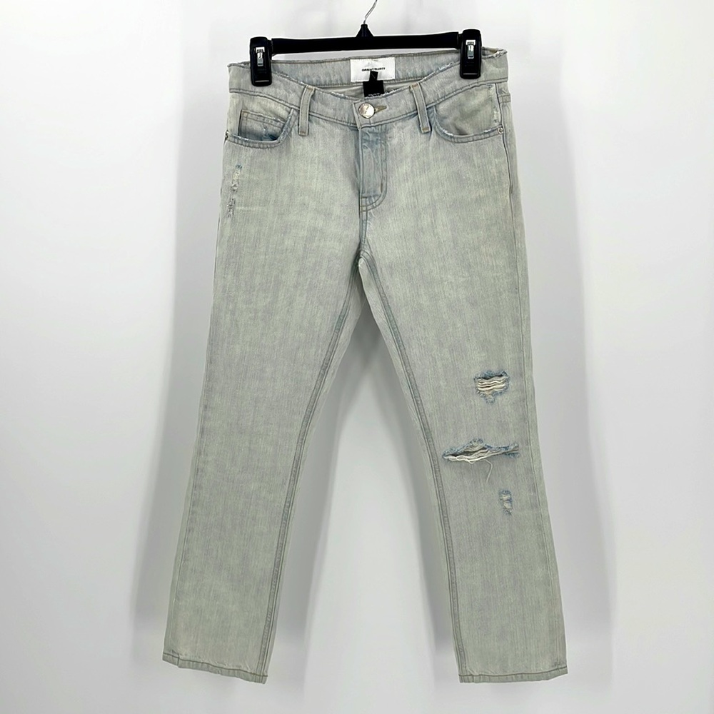 Current/Elliott The Cropped Straight Channon Destroy Denim Jeans Women's 24
